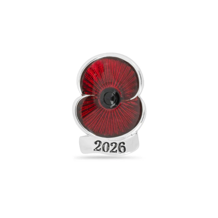 2026 Dated Poppy Lapel Pin in Silver Tone