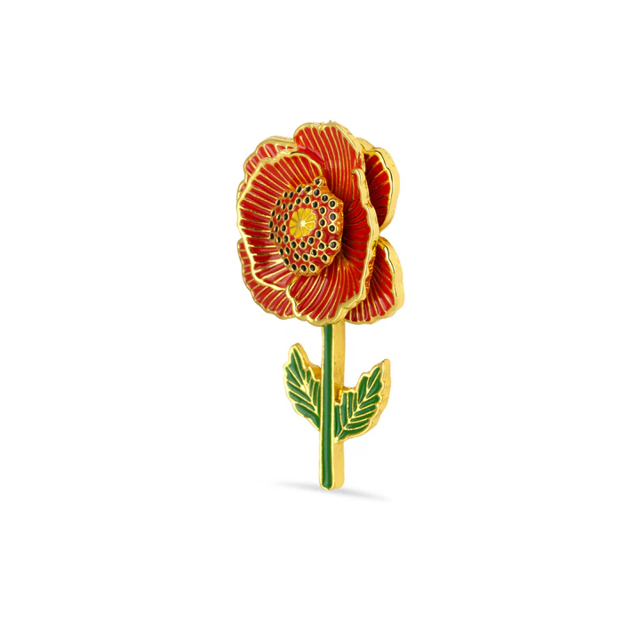 3D Enamel Poppy Brooch - Image 3