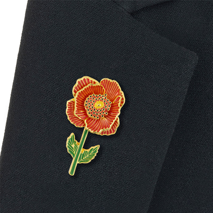 3D Enamel Poppy Brooch - Image 4