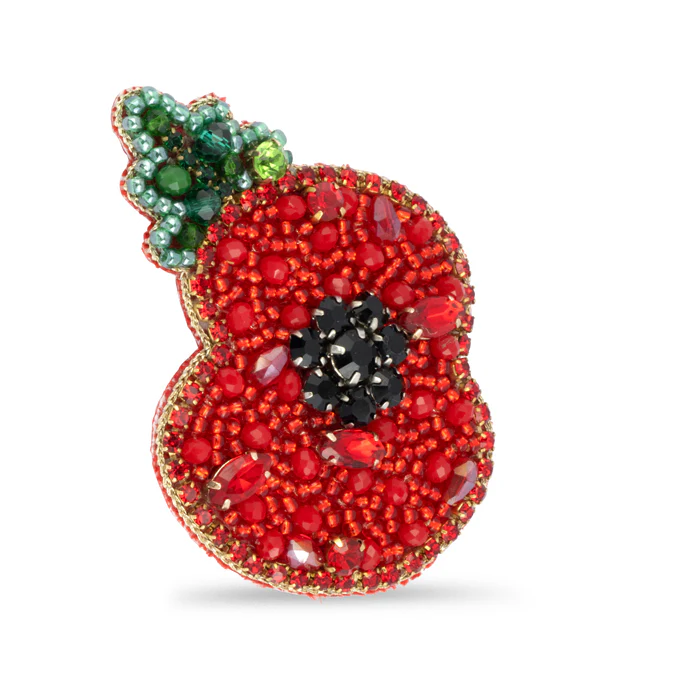 Beaded Leaf Poppy Brooch - Image 3