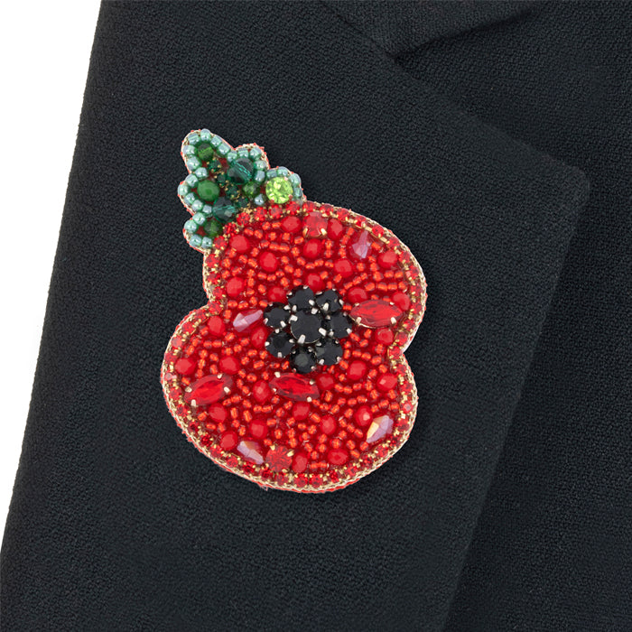 Beaded Leaf Poppy Brooch - Image 5