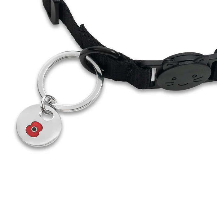 Black Cat Collar with Poppy Charm - Image 2