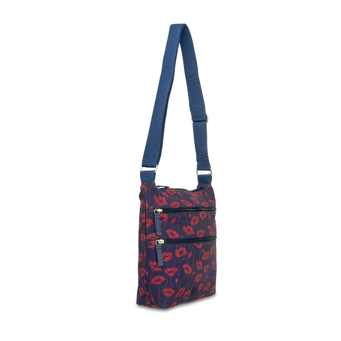 Blooming Poppy and Bud Canvas Crossbody Bag - Image 3