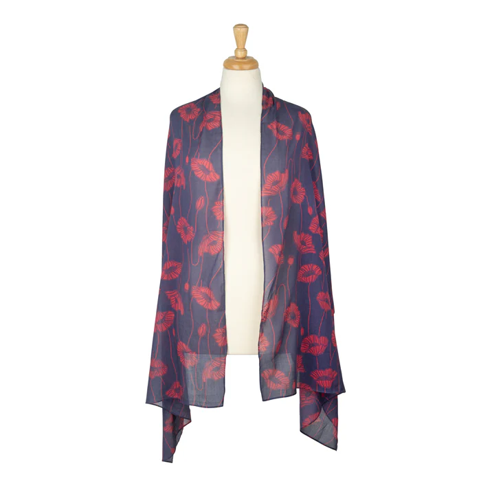 Blooming Poppy and Bud Lightweight Scarf - Image 3