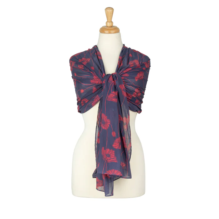 Blooming Poppy and Bud Lightweight Scarf - Image 4