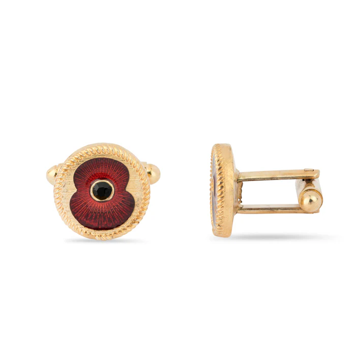 British Pewter Poppy Round Cufflinks - Image 3