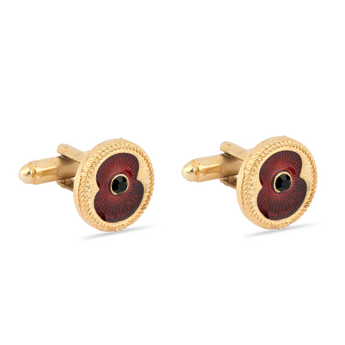 British Pewter Poppy Round Cufflinks - Image 4