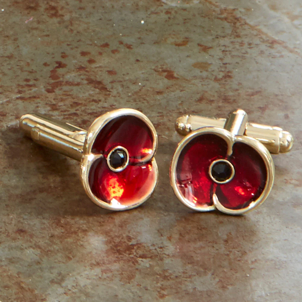 The Poppy Collection ® Enamel Cufflinks Gold Tone - Image 4