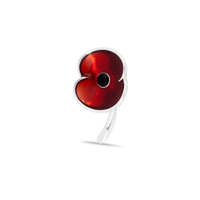 Enamel Poppy with Jet Centre Pin - Image 3