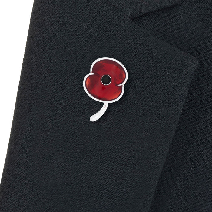 Enamel Poppy with Jet Centre Pin - Image 5