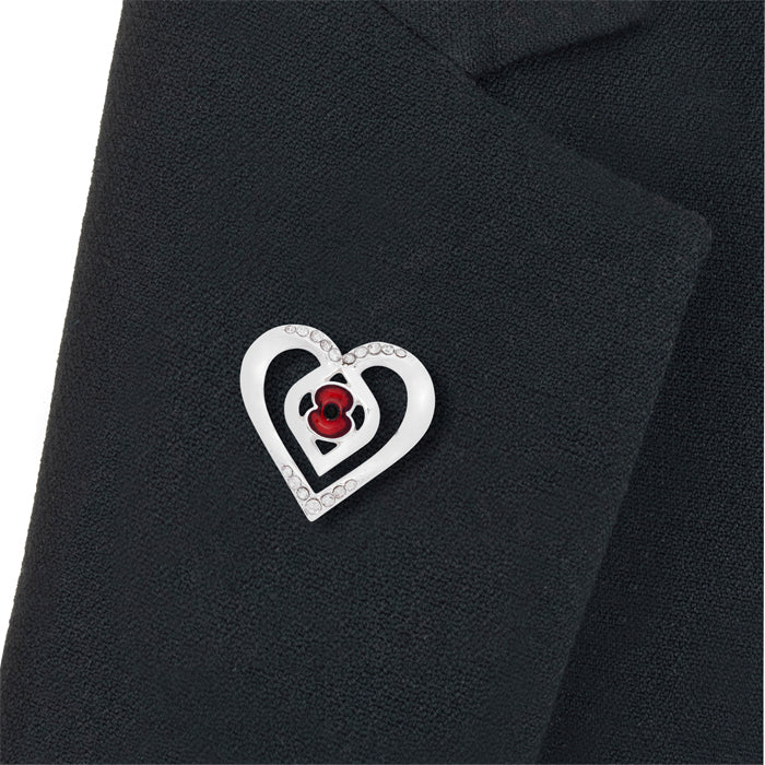 Eternity Crystal Heart Poppy Pin - Image 3