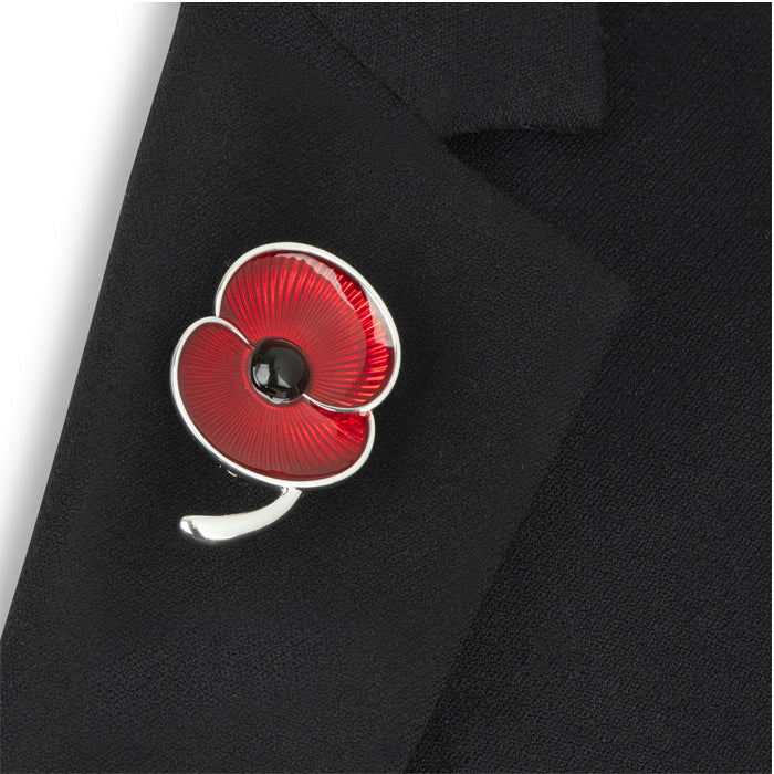 Flanders Field Poppy with Stem Brooch - Image 4