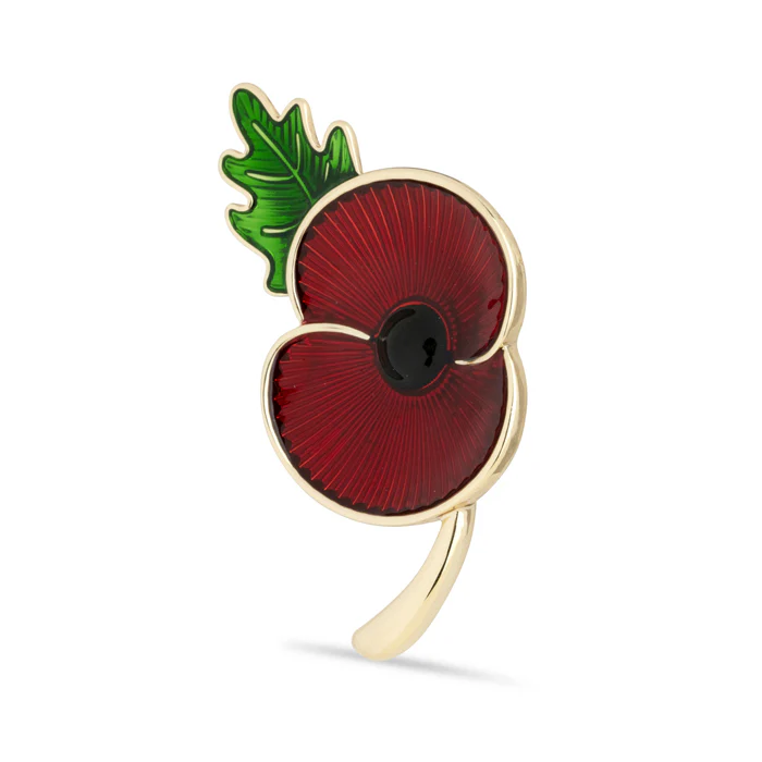 Flanders Field Poppy with Stem & Leaf Brooch - Image 3
