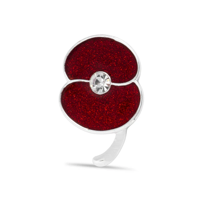 Glitter Poppy Pin with Crystal Centre - Image 3