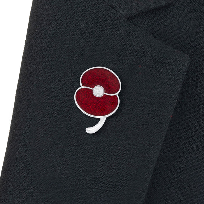 Glitter Poppy Pin with Crystal Centre - Image 5