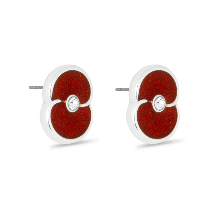 Glitter Poppy with Crystal Centre Stud Earrings - Image 3