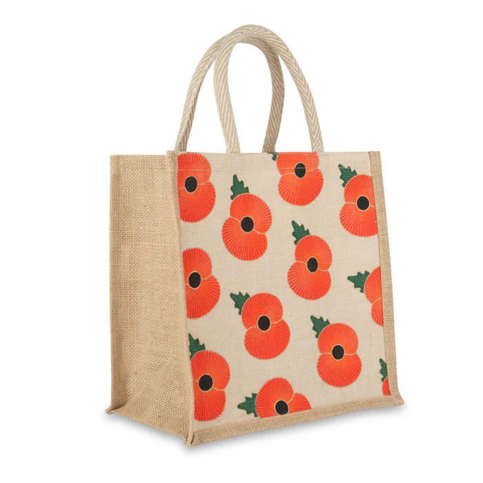 Gold Rimmed Falling Poppy Juco Bag - Image 3