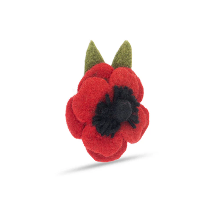 Large Felt Poppy with Leaves Brooch - Image 4