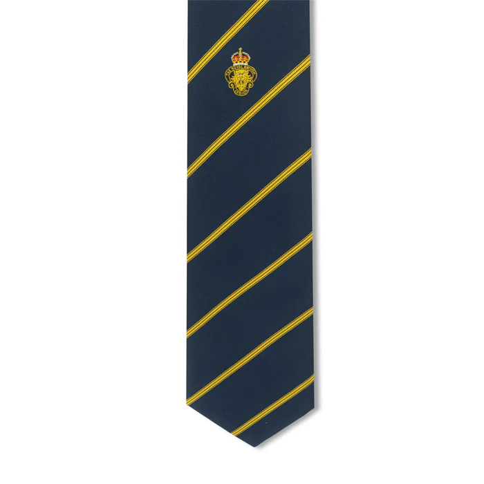 MEMBERS Navy Gold Stripe Single Motif SILK Tie - Image 2