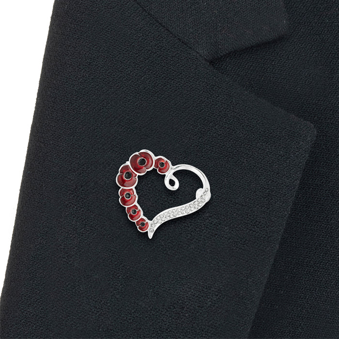 Multi Poppy and Crystal Heart Brooch - Image 4