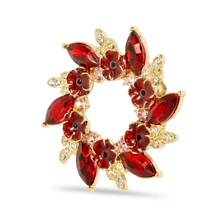 Multi Poppy Gem Wreath Brooch - Image 2