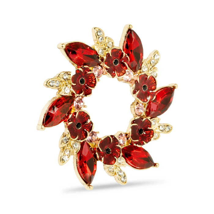 Multi Poppy Gem Wreath Brooch - Image 3