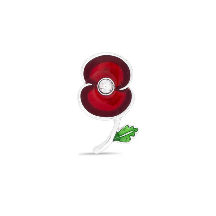 Poppy Crystal Stem with Leaf Pin - Image 2