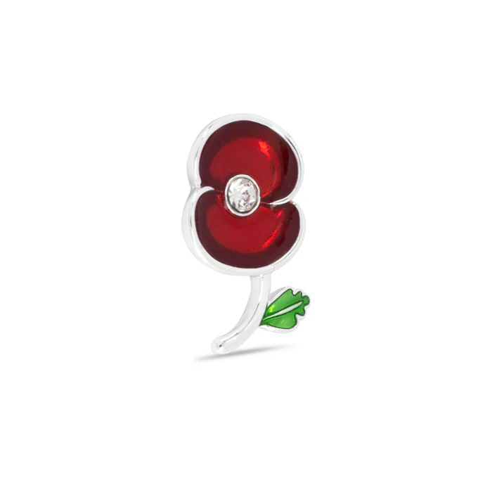 Poppy Crystal Stem with Leaf Pin - Image 3