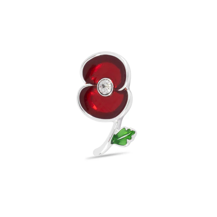 Poppy Crystal Stem with Leaf Pin - Image 4