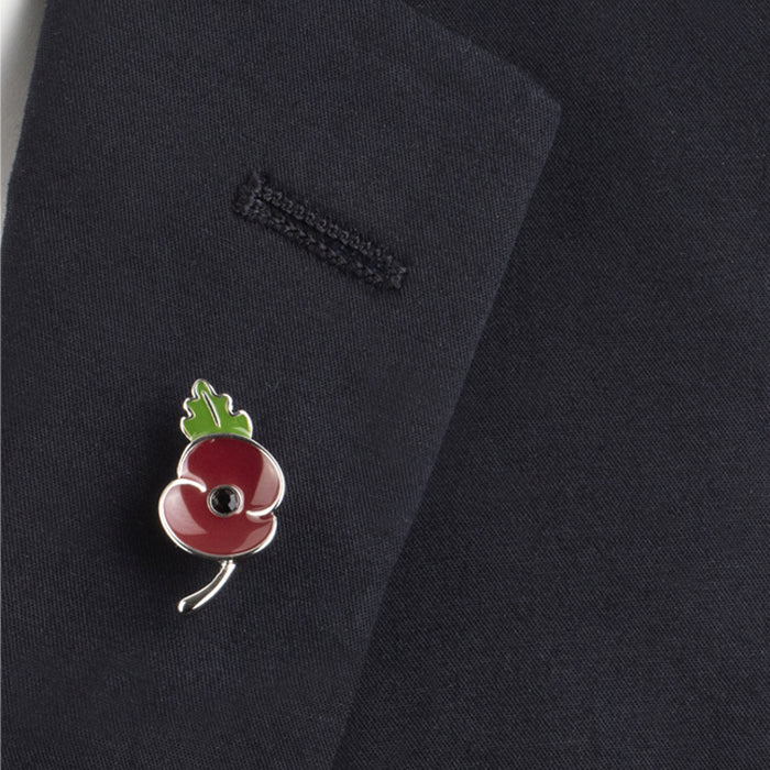 Poppy Leaf Pin With Crystal Centre - Image 2