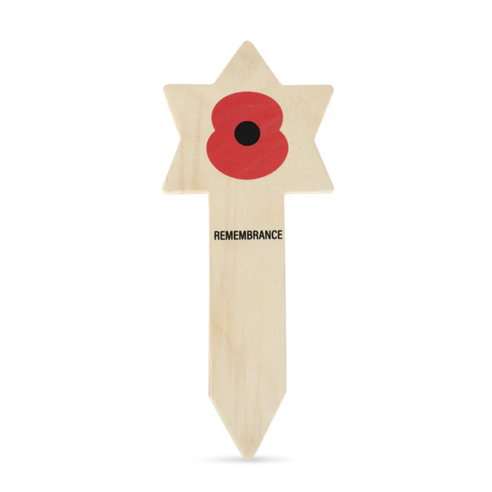Wooden Star of David Printed Poppy Tribute