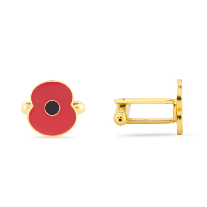Red Enamel Poppy Cufflinks - Image 5