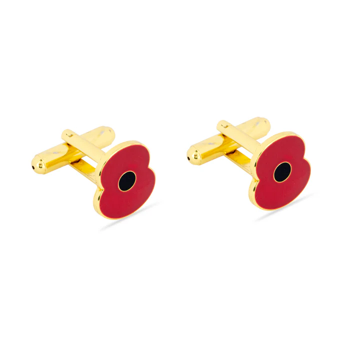 Red Enamel Poppy Cufflinks - Image 6