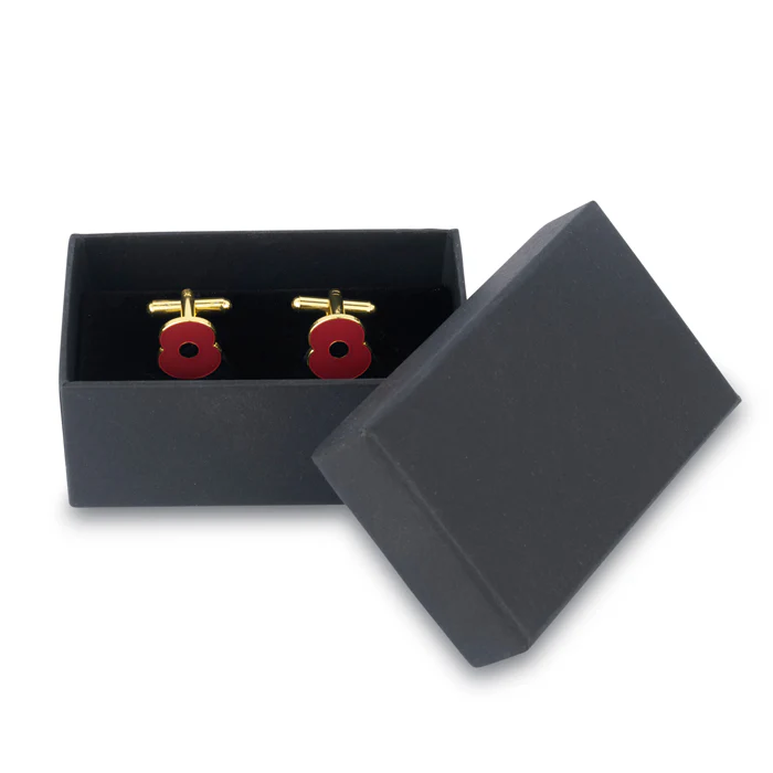Red Enamel Poppy Cufflinks - Image 8