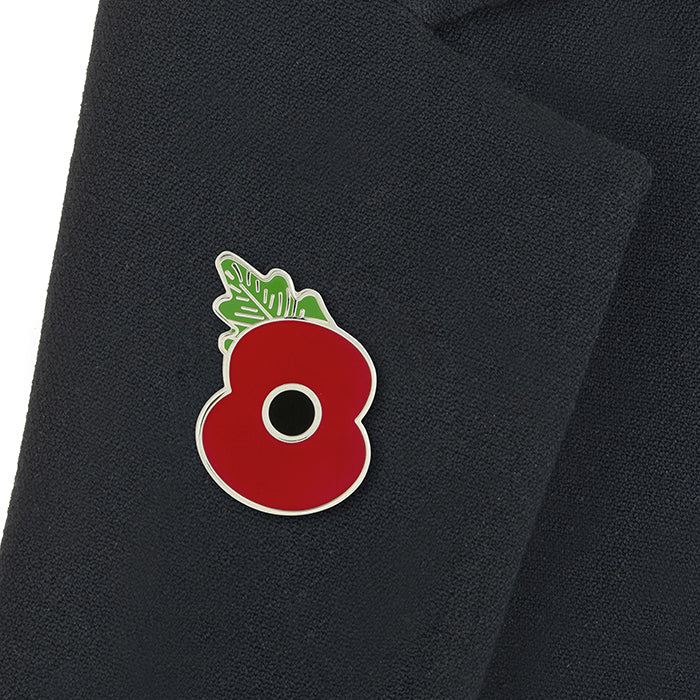 Red Enamel Poppy Leaf Lapel Pin - Image 2