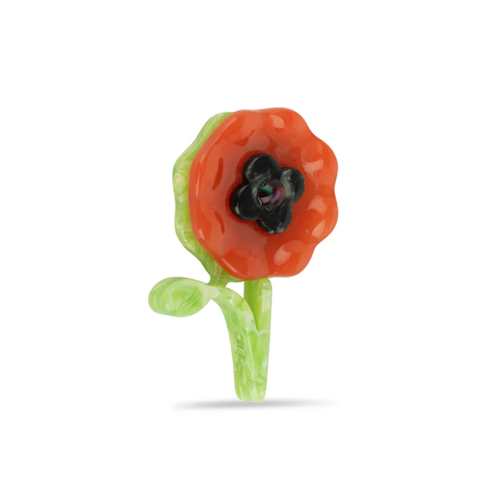 Resin Poppy with Stem Brooch - Image 3