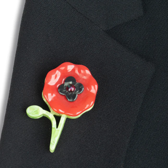 Resin Poppy with Stem Brooch - Image 5