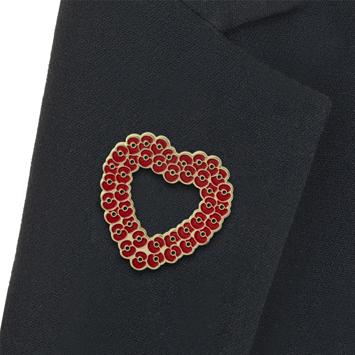 Ridged Poppy Heart Wreath Brooch - Image 4