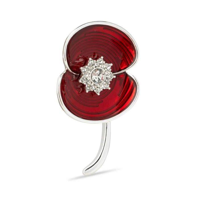 Ripple Crystal Centre Poppy Brooch - Image 2