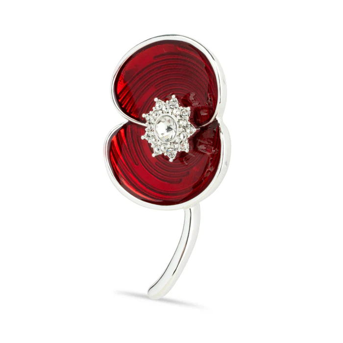 Ripple Crystal Centre Poppy Brooch - Image 3