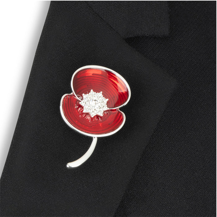 Ripple Crystal Centre Poppy Brooch - Image 4