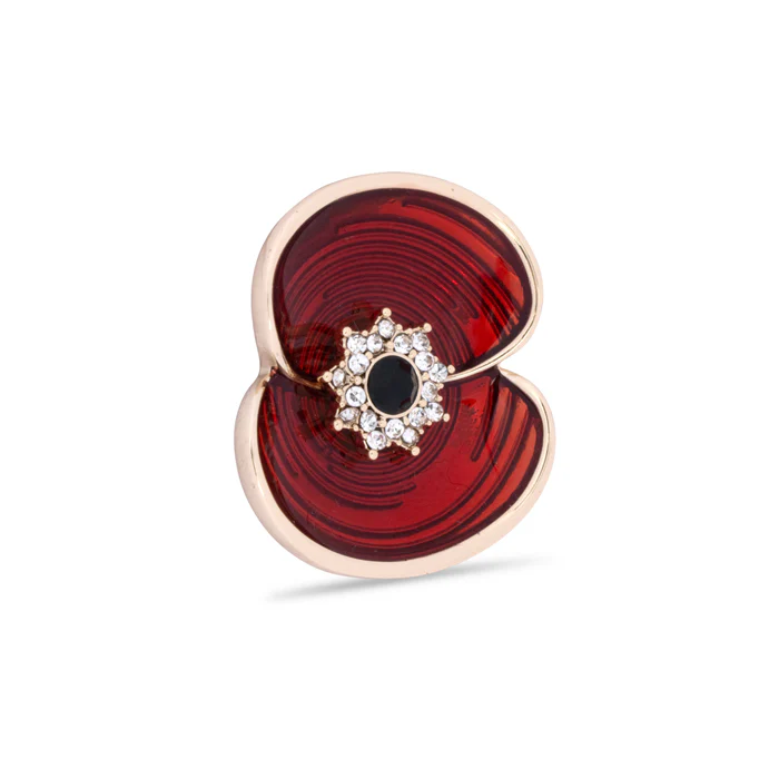 Ripple Poppy Crystal Jet Centre Pin - Image 2