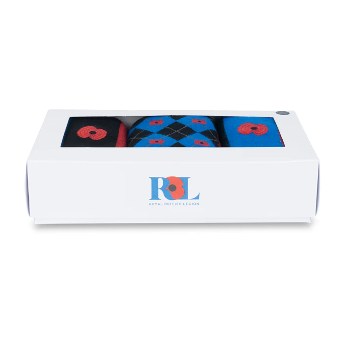 Argyle & Stripe Poppy Bamboo Socks - Pack of 3 - Image 10