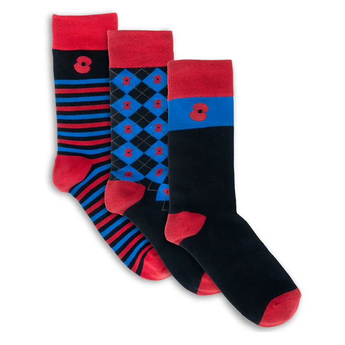 Argyle & Stripe Poppy Bamboo Socks - Pack of 3 - Image 2