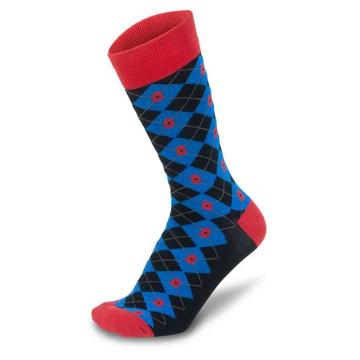 Argyle & Stripe Poppy Bamboo Socks - Pack of 3 - Image 4