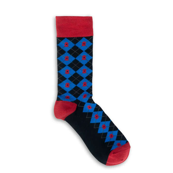 Argyle & Stripe Poppy Bamboo Socks - Pack of 3 - Image 7