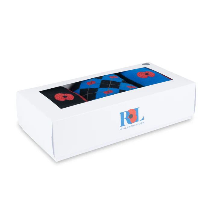 Argyle & Stripe Poppy Bamboo Socks - Pack of 3 - Image 9