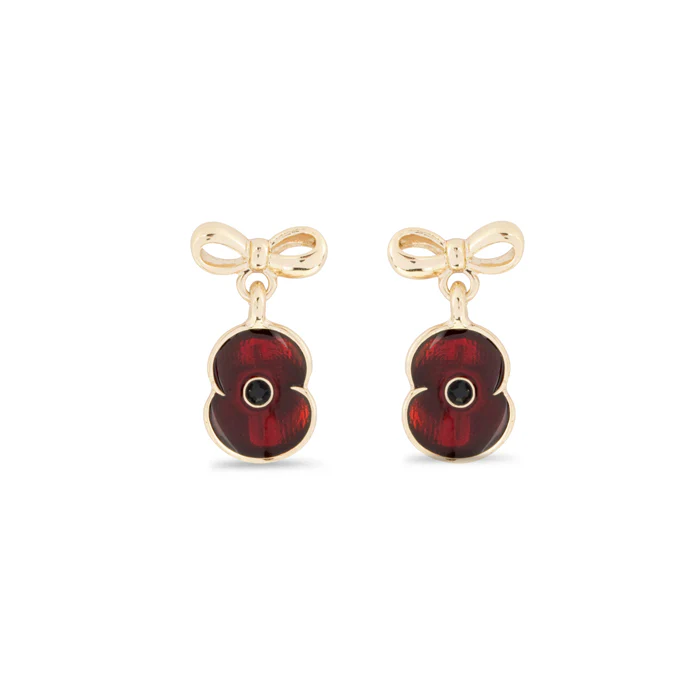 Sweetheart Poppy Bow Drop Earrings - Image 3