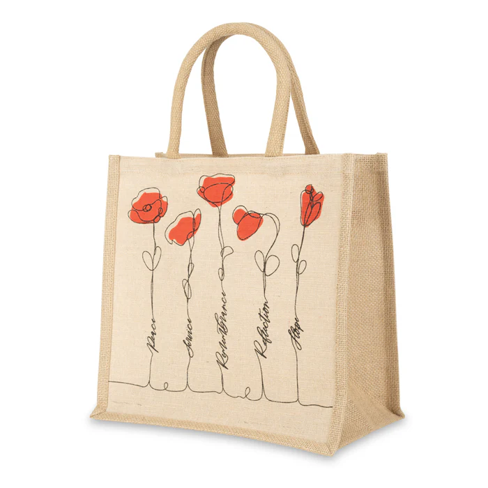 We Will Remember Them Medium Poppy Juco Bag - Image 3